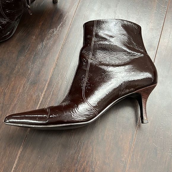 Bos. & Co. | Burgundy leather ankle boot heels - Picture 8 of 10